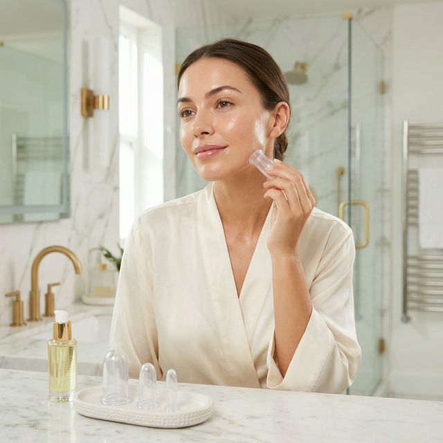 Self facial cupping therapy at home